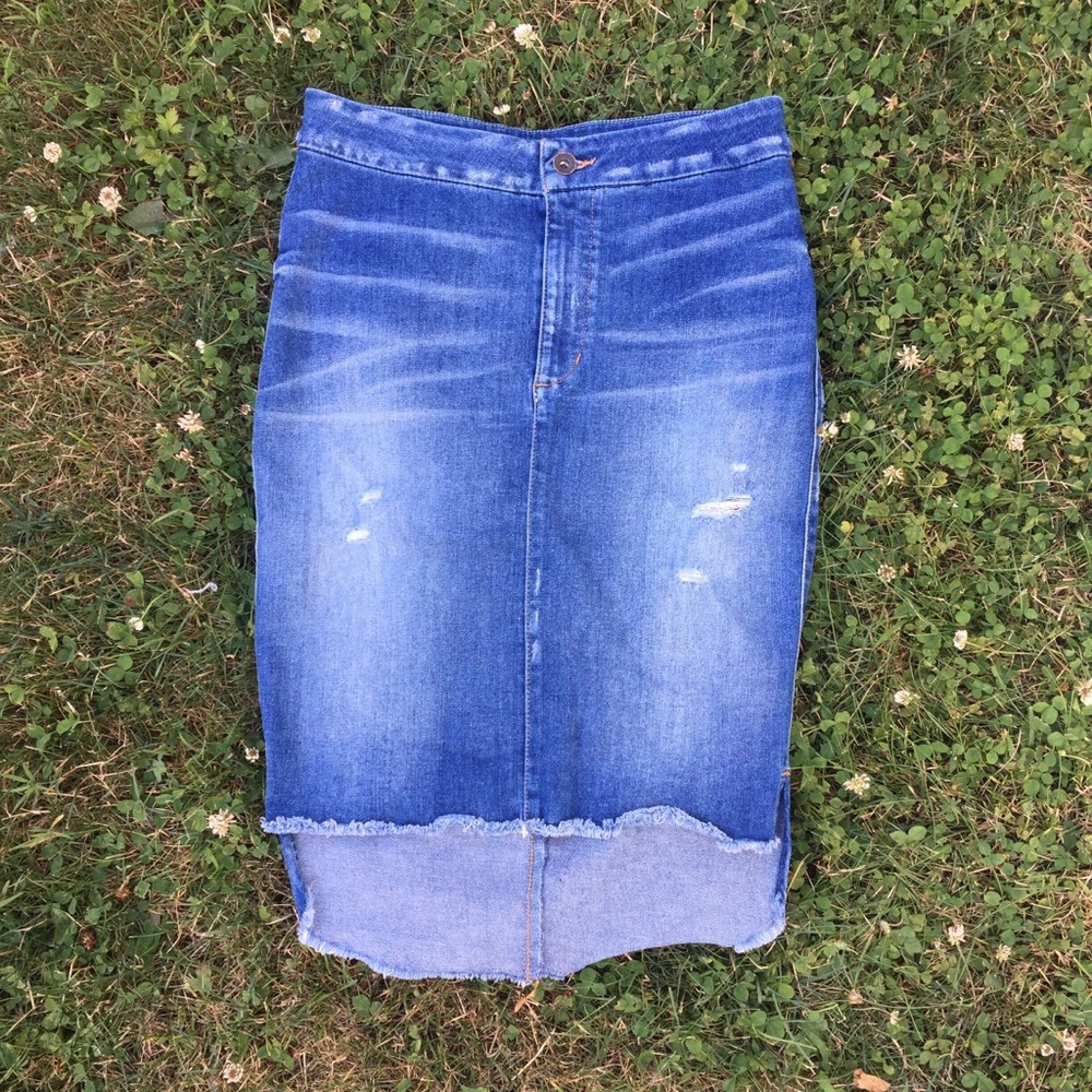 GUESS Women's Skirt Jean Midi High Rise Denim